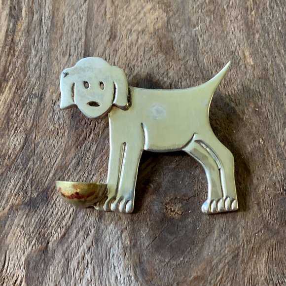 Vintage 925 Silver Doggie Brooch-unique - Picture 1 of 11